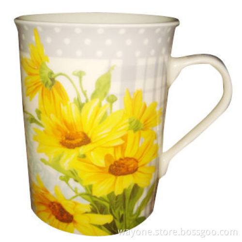 Fine China Mug with Sunflower Pattern and 9oz Volume, Ideal for Gifts and Promotions